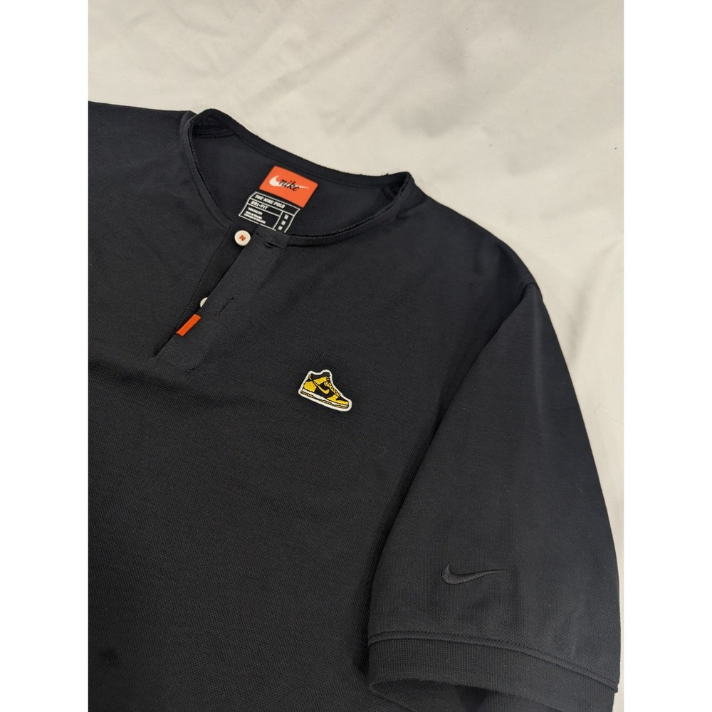 Nike‎ Dunk High Polo Shirt 'Varsity Maize' Mens Size Medium Black Knit EUC
